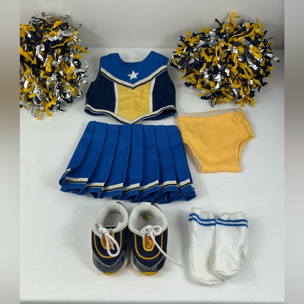American Girl Doll Cheerleader Outfit Uniform PomPoms Shoes Socks For 18” AGD